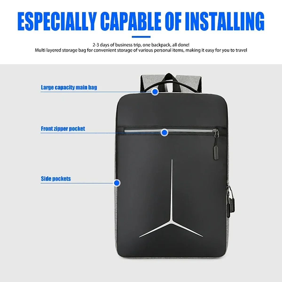 Anti-Theft USB Laptop Backpack – Waterproof Hard Shell EVA Design, Smart Travel & Motorcycle Business Backpack for Men