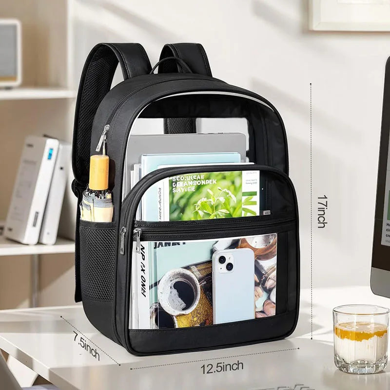 Transparent PVC Backpack – Waterproof Clear School Bag for Girls & Boys, Durable Mochila Escolar for Everyday Use